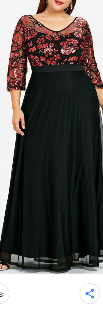Women's Plus Size Floral Rose Maxi Lace Dress